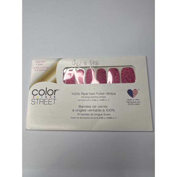 NWT Color Street “Exes and Oh’s” Pink with Pink Silver Glitter Nail Strips - Picture 2 of 4